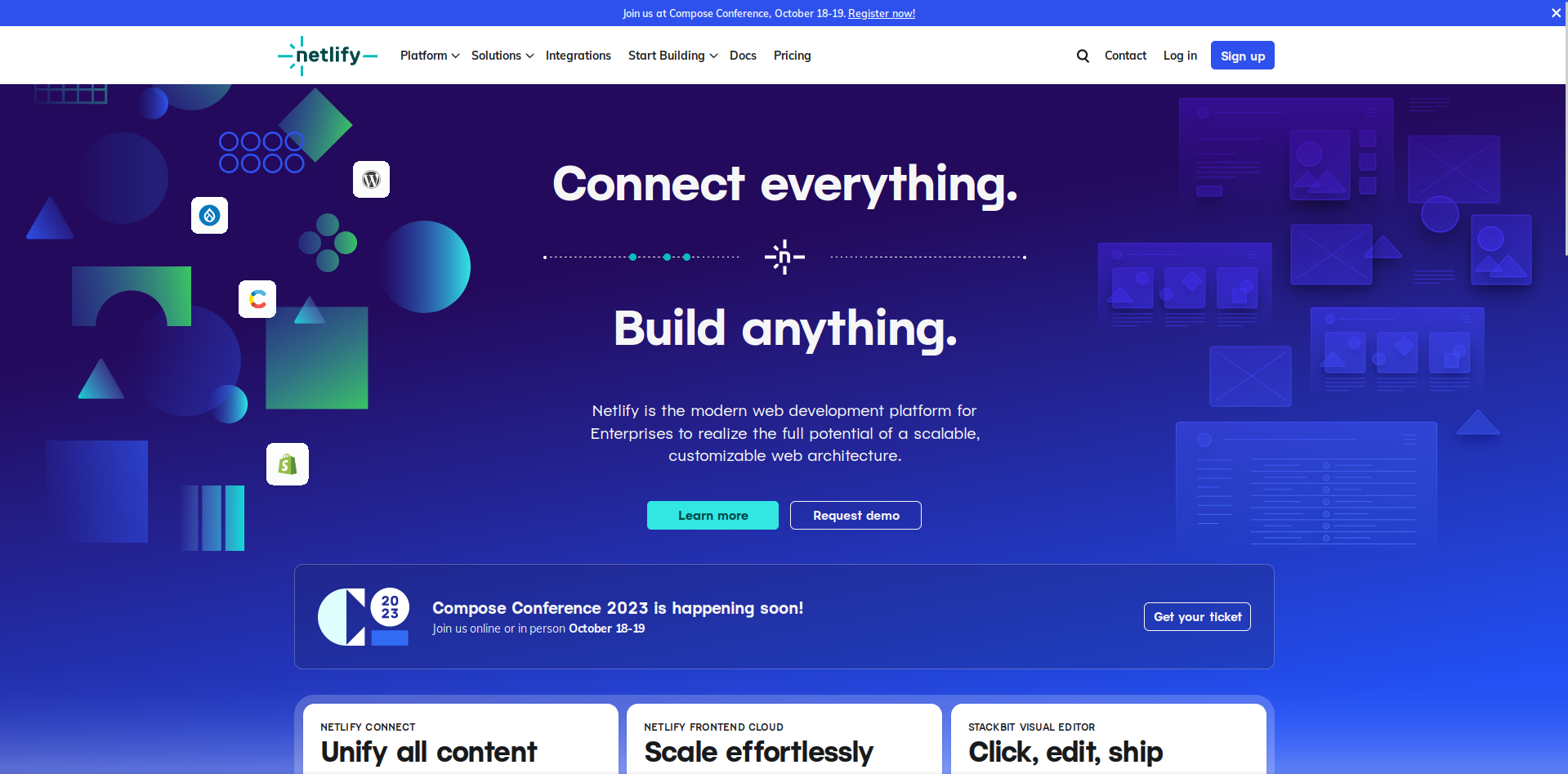 A Static Website Hosting Provider - Screenshot of Netlify's Home Page